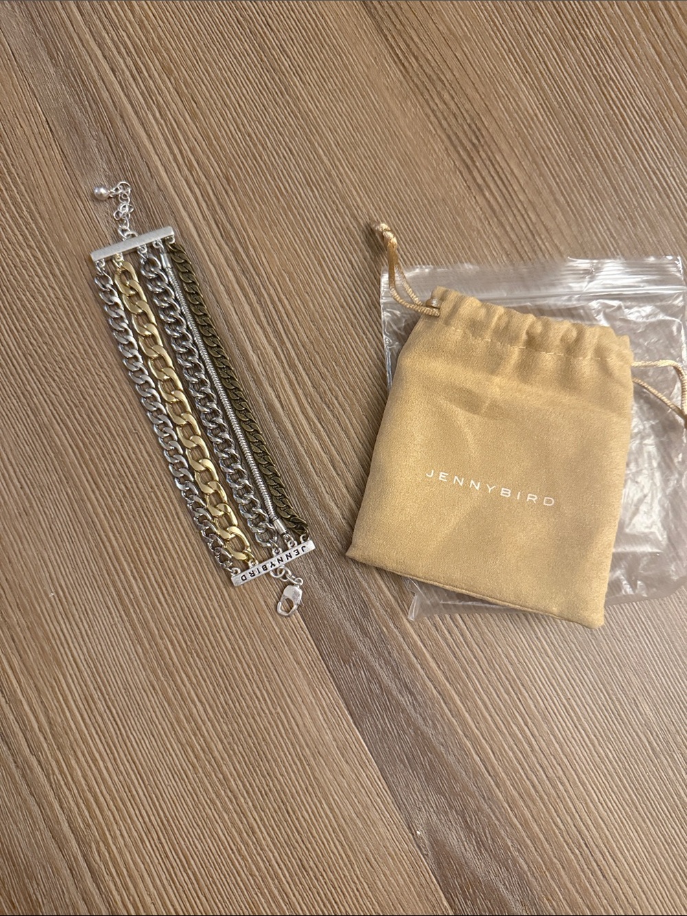 Jenny Bird Austin Cuff mixed metal layered chain bracelet